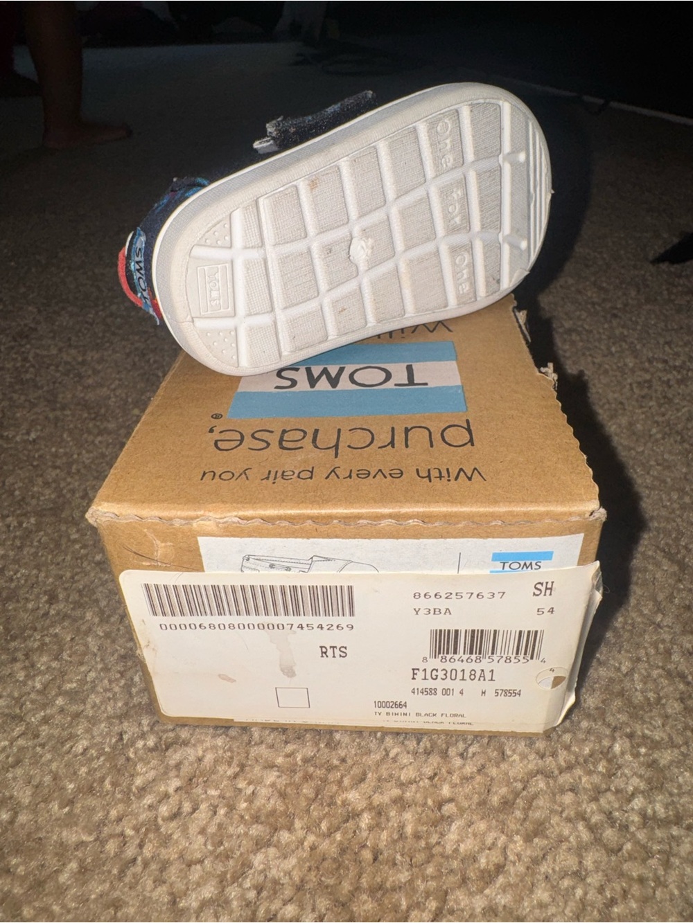 Toms Toddler Navy, Red & White Canvas Velcro Sneakers